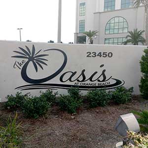 CNC routed inlay lettering close-up